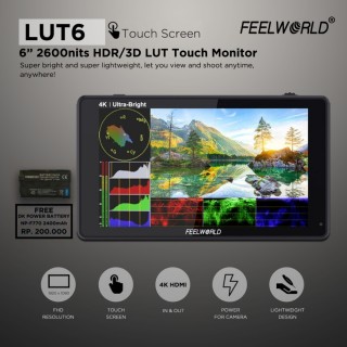 FeelWorld monitor LUT6 6" 2600 cd/m² 4K HDMI Touchscreen Monitor